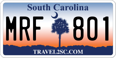 SC license plate MRF801