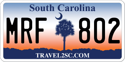SC license plate MRF802