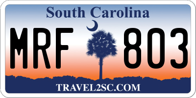 SC license plate MRF803