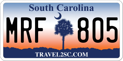 SC license plate MRF805