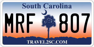 SC license plate MRF807