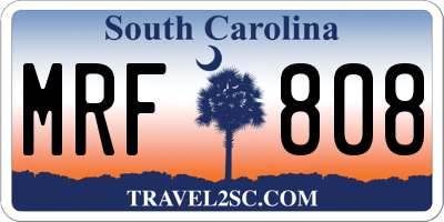 SC license plate MRF808