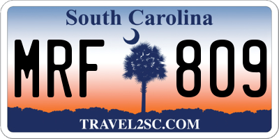 SC license plate MRF809