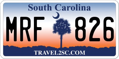 SC license plate MRF826