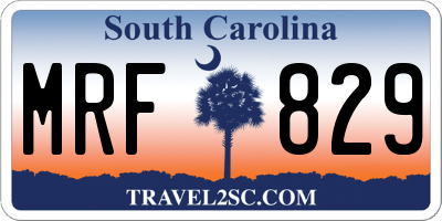 SC license plate MRF829