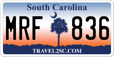 SC license plate MRF836