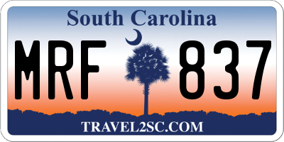 SC license plate MRF837