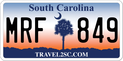 SC license plate MRF849