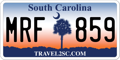 SC license plate MRF859