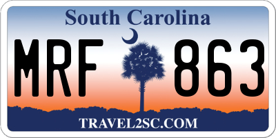 SC license plate MRF863