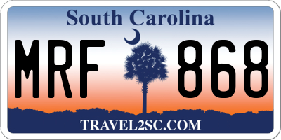 SC license plate MRF868