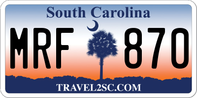 SC license plate MRF870