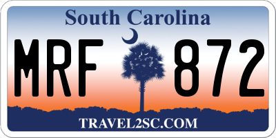 SC license plate MRF872