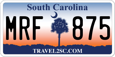 SC license plate MRF875