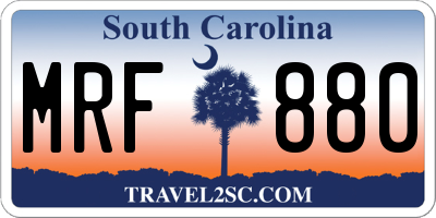 SC license plate MRF880
