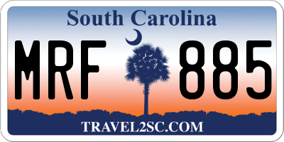 SC license plate MRF885