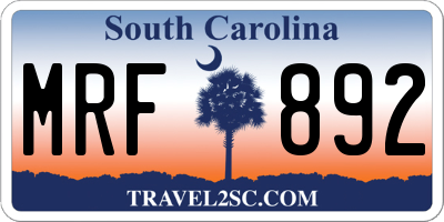SC license plate MRF892