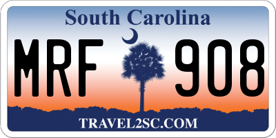 SC license plate MRF908
