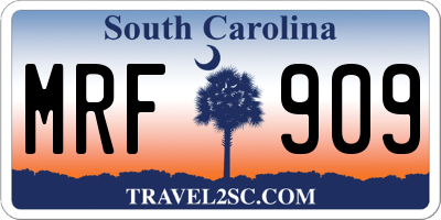 SC license plate MRF909