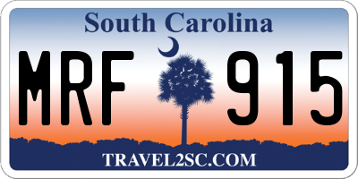 SC license plate MRF915