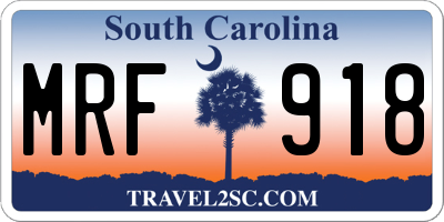 SC license plate MRF918