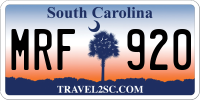 SC license plate MRF920