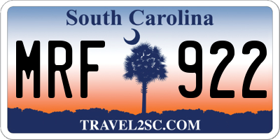 SC license plate MRF922