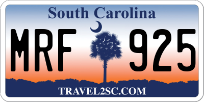 SC license plate MRF925