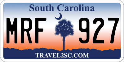 SC license plate MRF927
