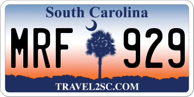 SC license plate MRF929