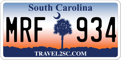 SC license plate MRF934