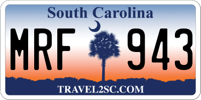 SC license plate MRF943