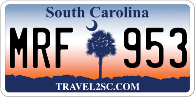 SC license plate MRF953