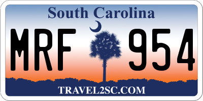 SC license plate MRF954