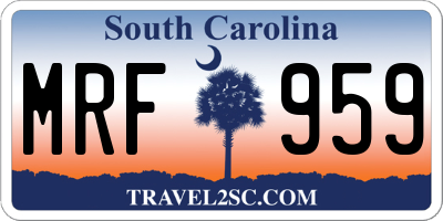 SC license plate MRF959