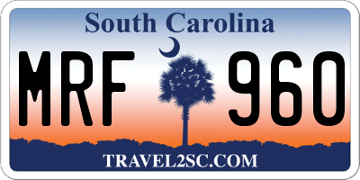SC license plate MRF960