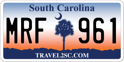 SC license plate MRF961