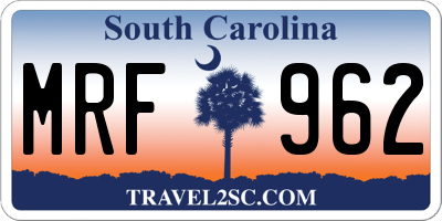 SC license plate MRF962