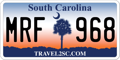 SC license plate MRF968