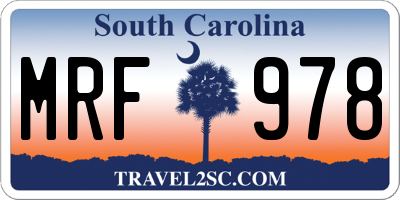 SC license plate MRF978