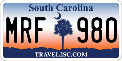 SC license plate MRF980