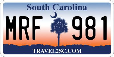 SC license plate MRF981