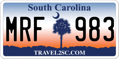 SC license plate MRF983