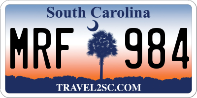 SC license plate MRF984