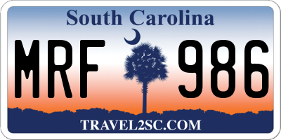 SC license plate MRF986