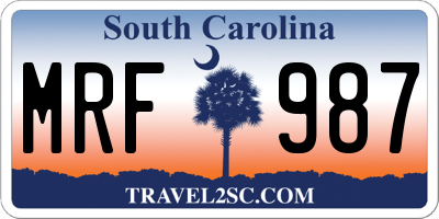 SC license plate MRF987