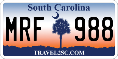 SC license plate MRF988