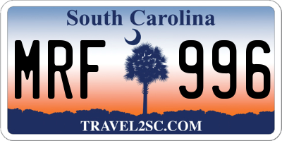 SC license plate MRF996