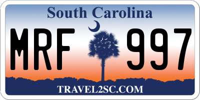 SC license plate MRF997