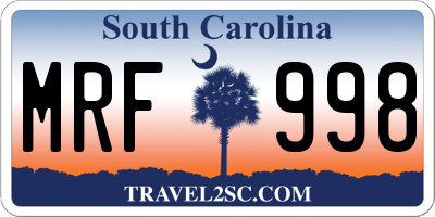 SC license plate MRF998